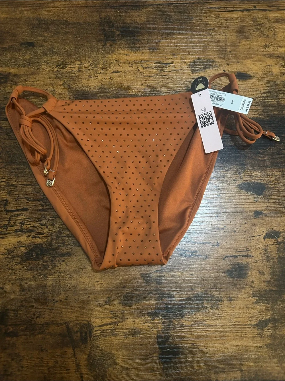 Victoria's Secret Rust Orange Studded Tie-Side Bikini Bottom SMALL